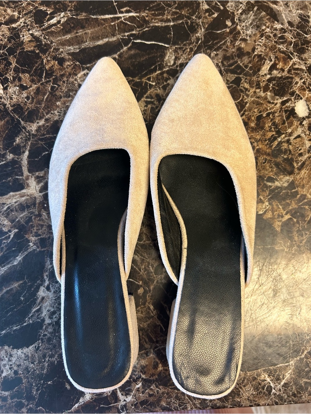 Love Pointed-Toe Slip-On Mules in Beige